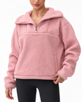 Sherpa Fleece Quarter Zip Pullover Oversized Sweatshirt