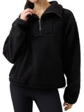Sherpa Fleece Quarter Zip Pullover Oversized Sweatshirt