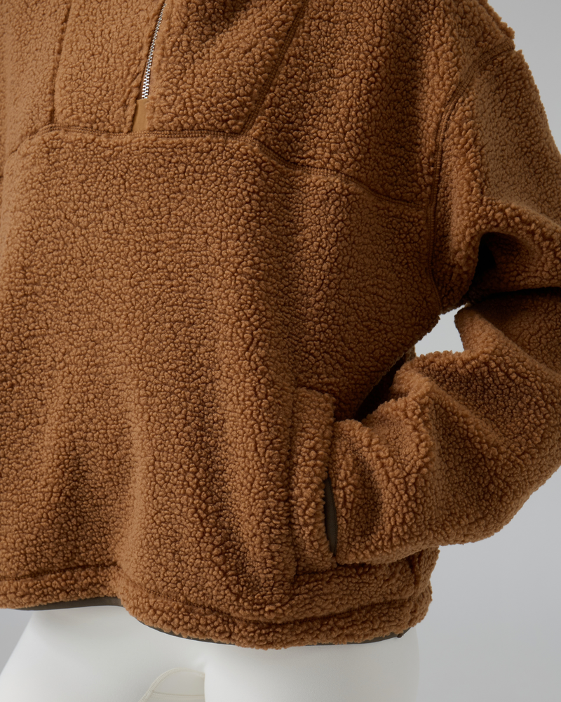 Sherpa Fleece Quarter Zip Pullover Oversized Sweatshirt