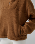 Sherpa Fleece Quarter Zip Pullover Oversized Sweatshirt