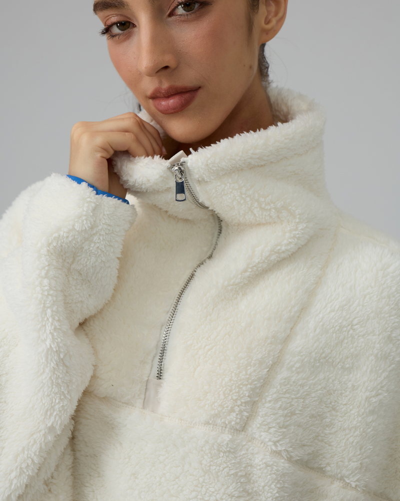 Sherpa Fleece Quarter Zip Pullover Oversized Sweatshirt