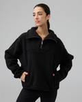 Sherpa Fleece Quarter Zip Pullover Oversized Sweatshirt