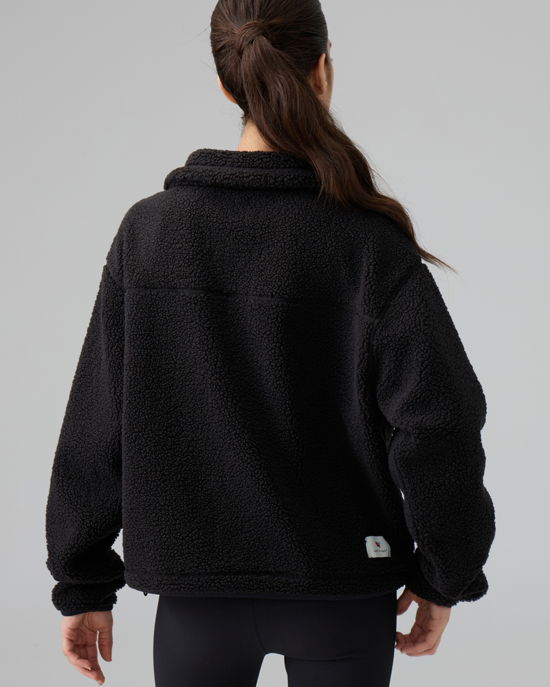 Sherpa Fleece Quarter Zip Pullover Oversized Sweatshirt