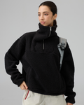 Sherpa Fleece Quarter Zip Pullover Oversized Sweatshirt
