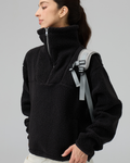 Sherpa Fleece Quarter Zip Pullover Oversized Sweatshirt