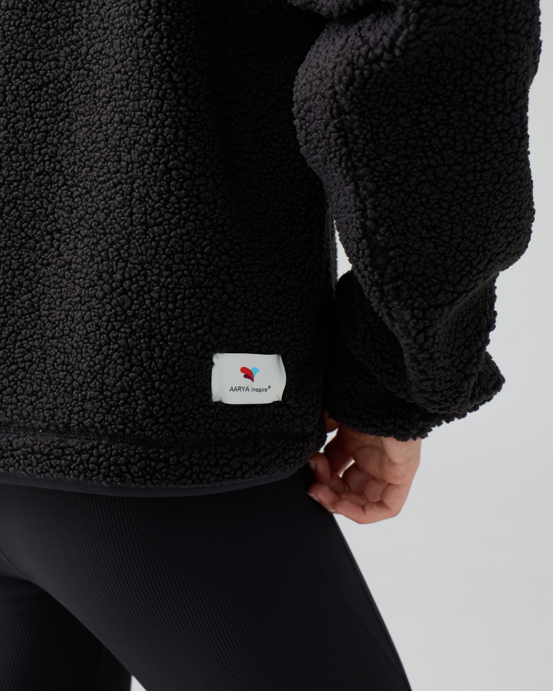 Sherpa Fleece Quarter Zip Pullover Oversized Sweatshirt