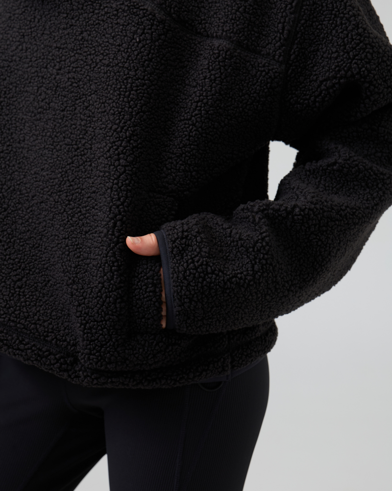 Sherpa Fleece Quarter Zip Pullover Oversized Sweatshirt