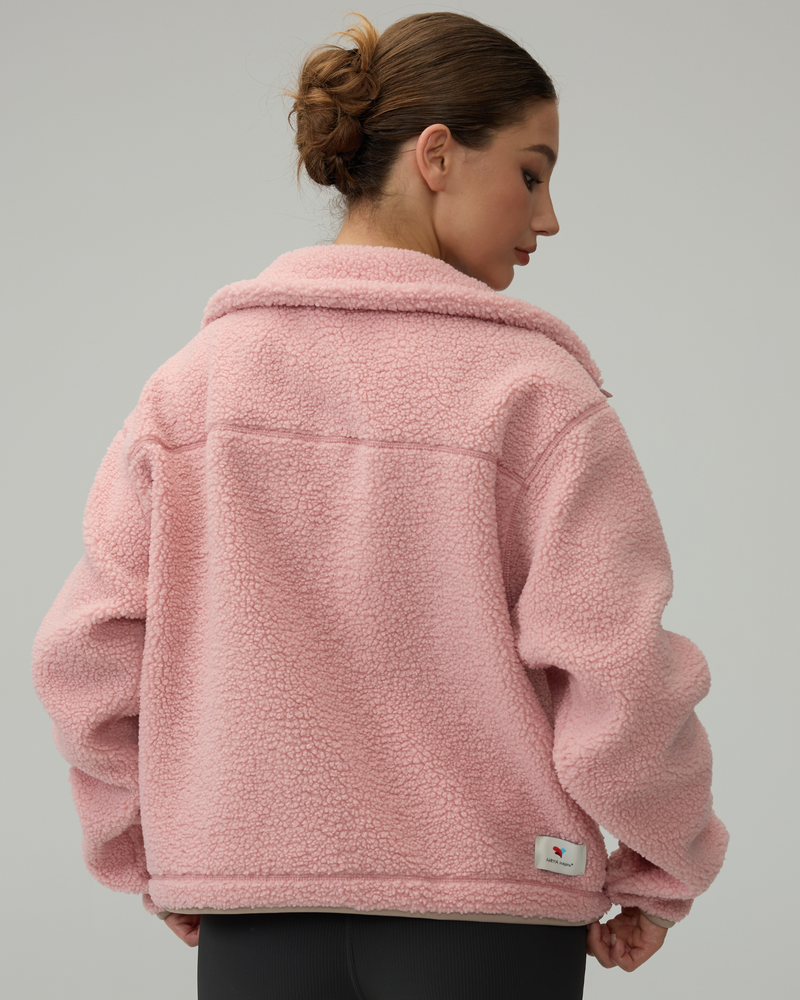 Sherpa Fleece Quarter Zip Pullover Oversized Sweatshirt