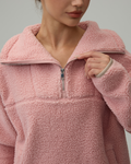 Sherpa Fleece Quarter Zip Pullover Oversized Sweatshirt