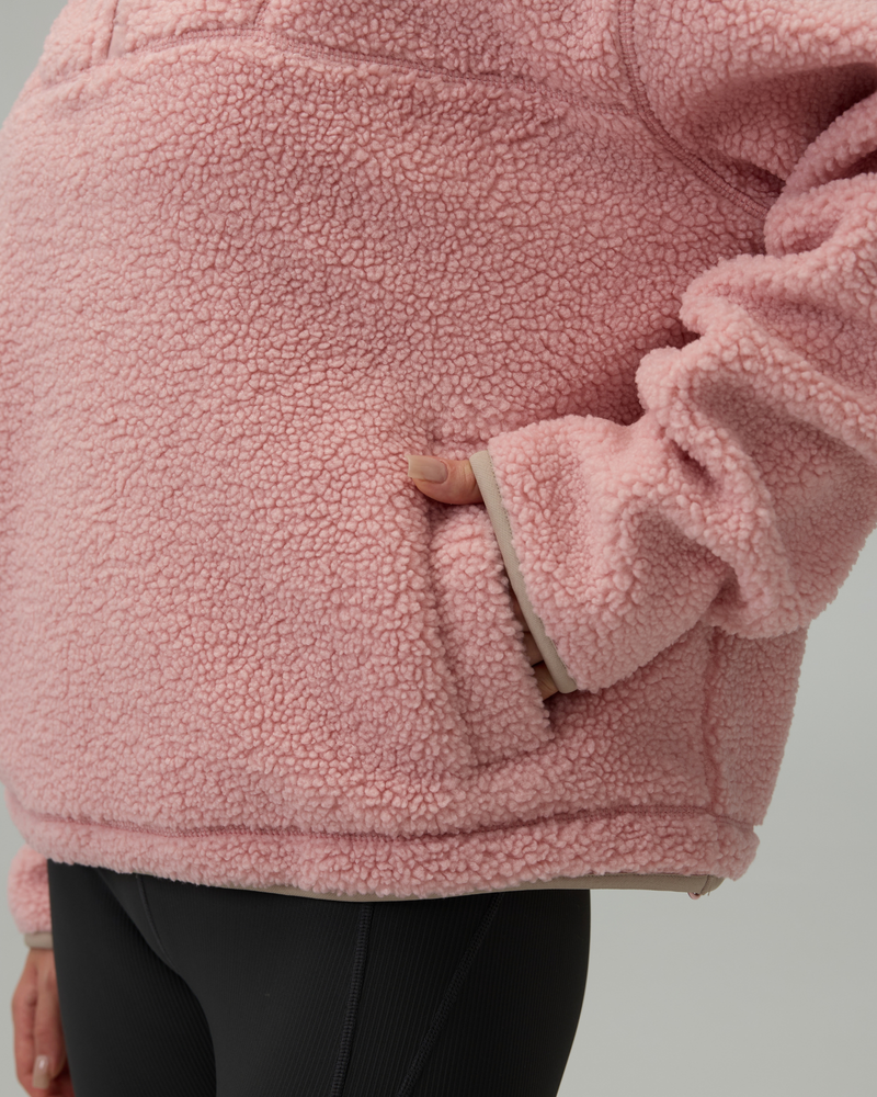 Sherpa Fleece Quarter Zip Pullover Oversized Sweatshirt