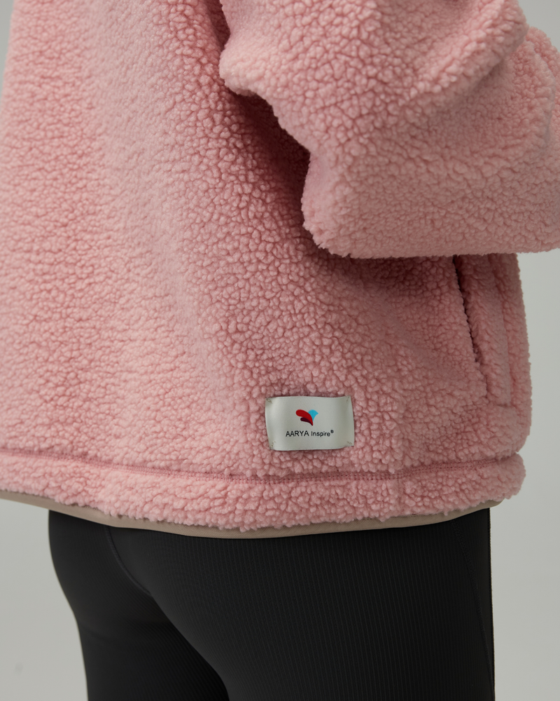 Sherpa Fleece Quarter Zip Pullover Oversized Sweatshirt