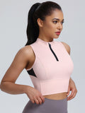 Half-Zip Stand-up Collar Crop Tank