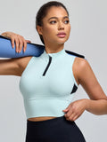 Half-Zip Stand-up Collar Crop Tank