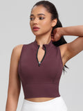 Half-Zip Stand-up Collar Crop Tank