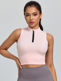Half-Zip Stand-up Collar Crop Tank