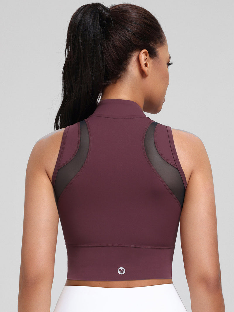 Half-Zip Stand-up Collar Crop Tank