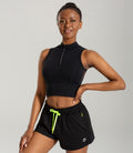 Half-Zip Stand-up Collar Crop Tank