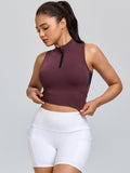 Half-Zip Stand-up Collar Crop Tank