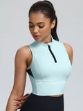 Half-Zip Stand-up Collar Crop Tank