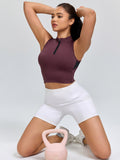 Half-Zip Stand-up Collar Crop Tank