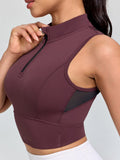 Half-Zip Stand-up Collar Crop Tank