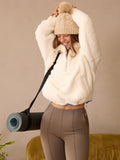 Sherpa Fleece Quarter Zip Pullover Oversized Sweatshirt